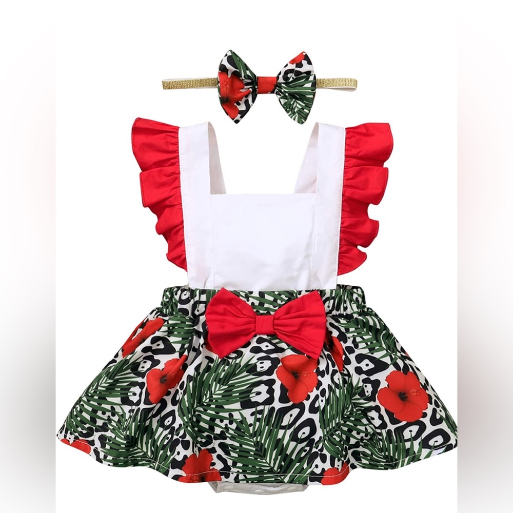 Newborn (0-3M) Floral Romper Baby Girl Sunflower Sleeveless Jumpsuit Outfit